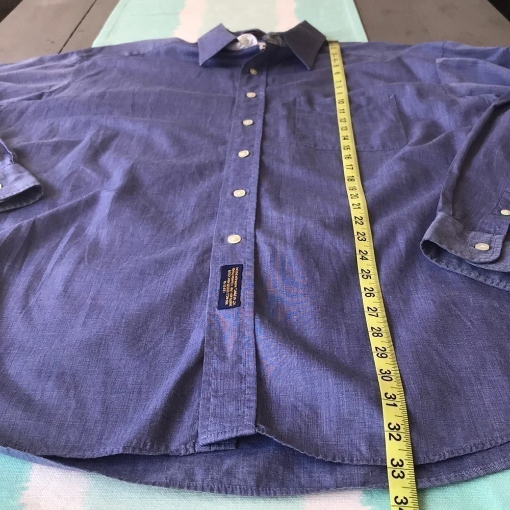 Tommy Hilfiger Blue Cotton Button Down Dress Shirt 16.5 35 - Picture 9 of 9